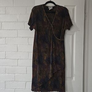 Robble Bee Asymmetrical Midi Dress in Multicolor Pattern Size 16